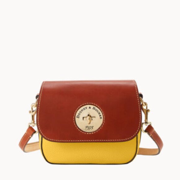 NWT DOONEY & BOURKE PEBBLE LEATHER TURNLOCK FLAP SADDLE DANDELION CROSSBODY